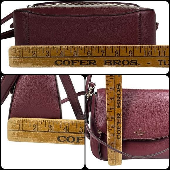 Kate Spade Jackson Shoulder Bag & Wallet Medium Flap Pebbled Leather Cherrywood - Picture 15 of 16